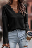 Lace Detail V-Neck Long Sleeve T-Shirt - Trendsi - Flyclothing LLC