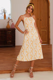Slit Crisscross Printed Sleeveless Cami Dress - Trendsi