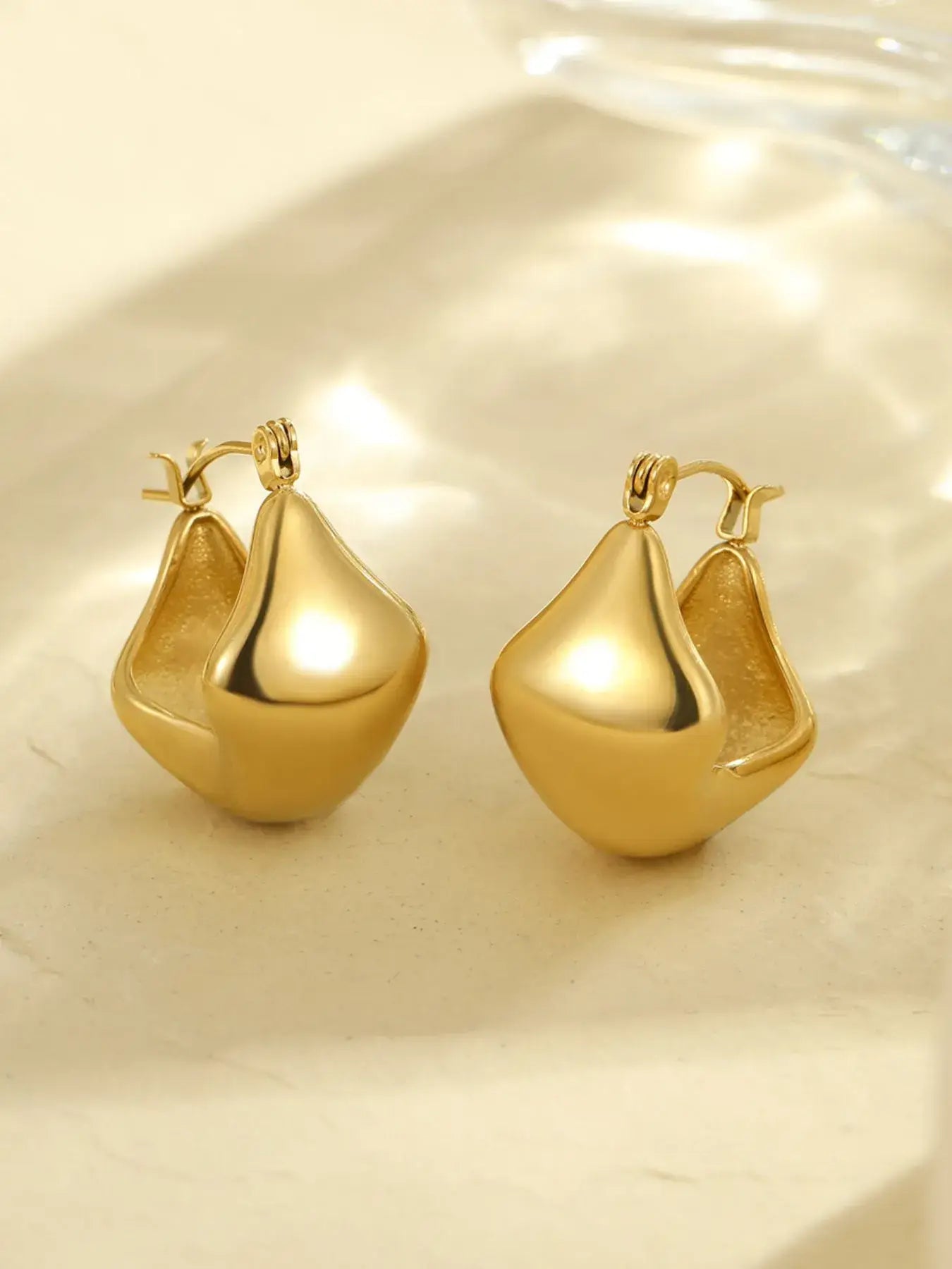 18K Gold-Plated Stainless Steel Geometric Earrings - Trendsi - Flyclothing LLC