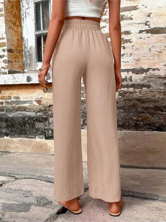 Tied High Waist Wide Leg Pants with Pockets - Trendsi