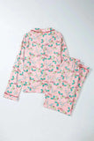 Printed Collared Neck Long Sleeve Top and Pants Lounge Set - Trendsi - Flyclothing LLC
