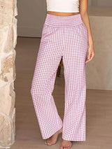 Gingham Wide-Leg Pants - Trendsi - Flyclothing LLC