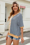 Striped Round Neck Half Sleeve T-Shirt - Trendsi