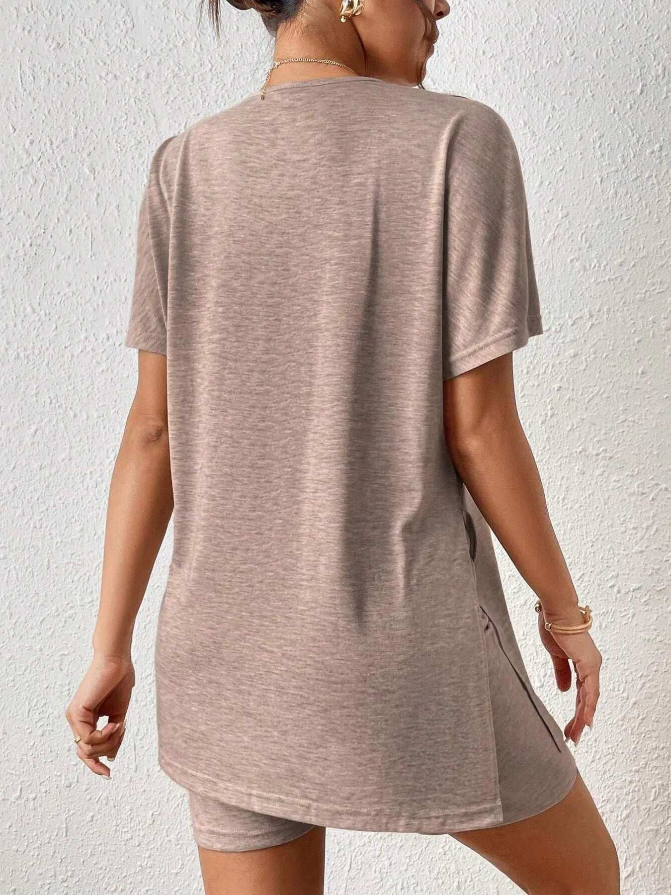 Casual Round Neck T-Shirt and Shorts Set - Trendsi - Flyclothing LLC