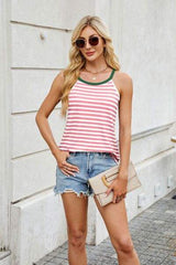 Contrast Striped Round Neck Cami - Trendsi - Flyclothing LLC