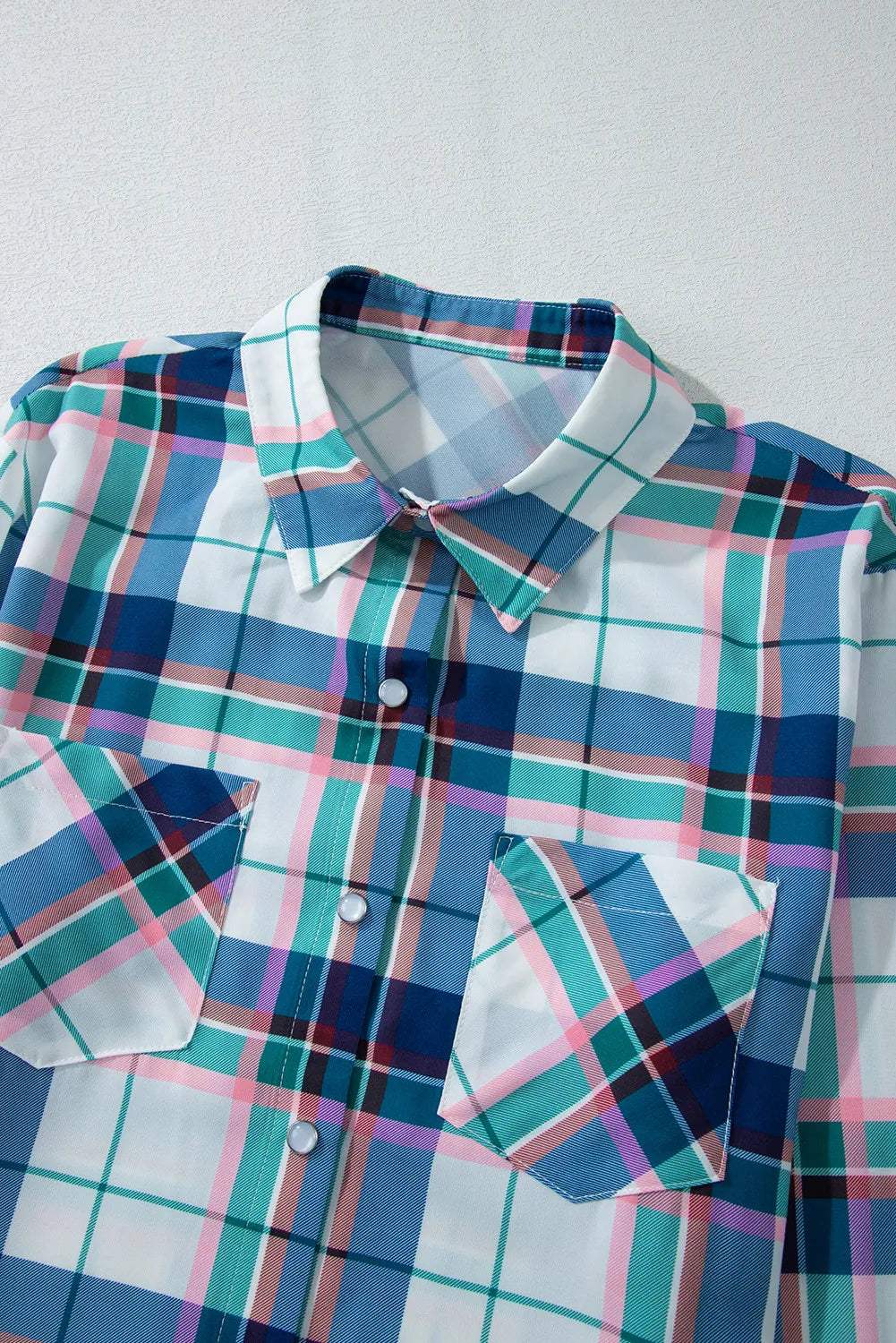 Plaid Snap Down Long Sleeve Top and Shorts Lounge Set - Trendsi - Flyclothing LLC