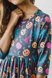 Skeleton Web 3/4 Sleeve Pocket Twirl Dress - Mila & Rose ®