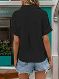 Johnny Collar Half Sleeve Blouse - Trendsi - Flyclothing LLC