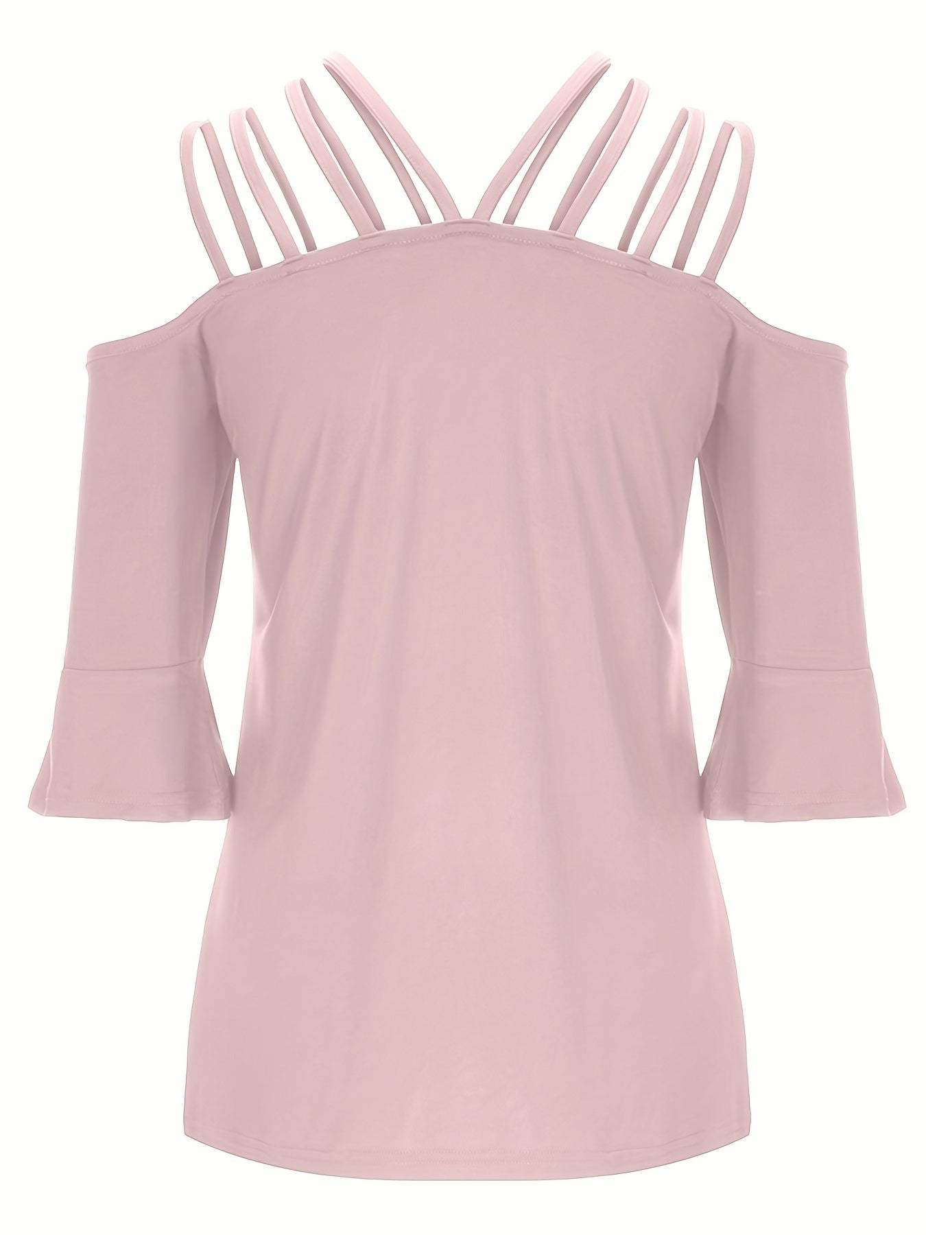 Full Size Cold Shoulder Three-Quarter Sleeve Blouse - Trendsi - Flyclothing LLC