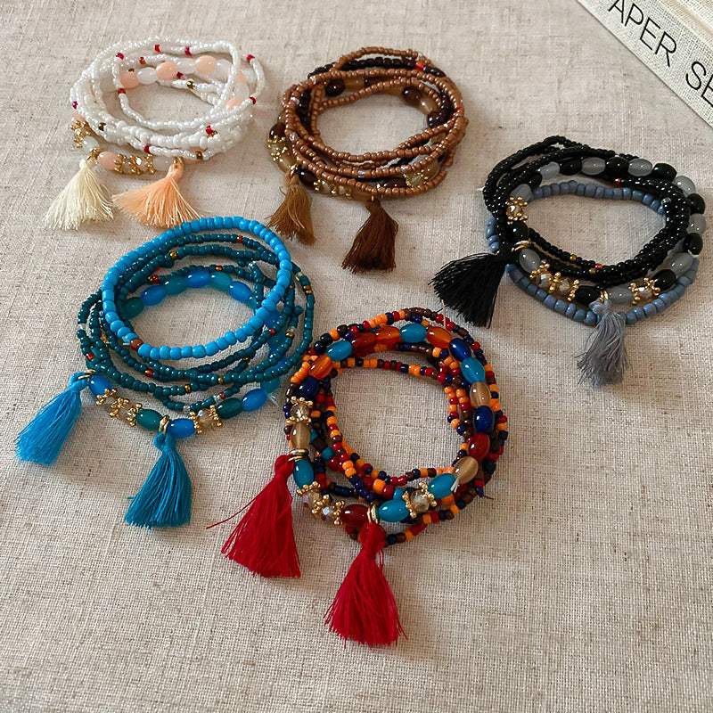 Tassel Rice Bead Bracelet - Trendsi - Flyclothing LLC