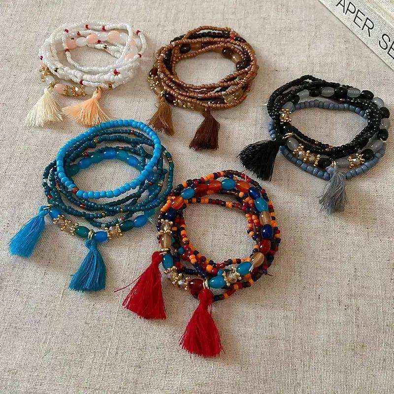 Tassel Rice Bead Bracelet - Trendsi - Flyclothing LLC