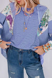Striped Floral Patchwork Round Neck Top - Trendsi - Flyclothing LLC