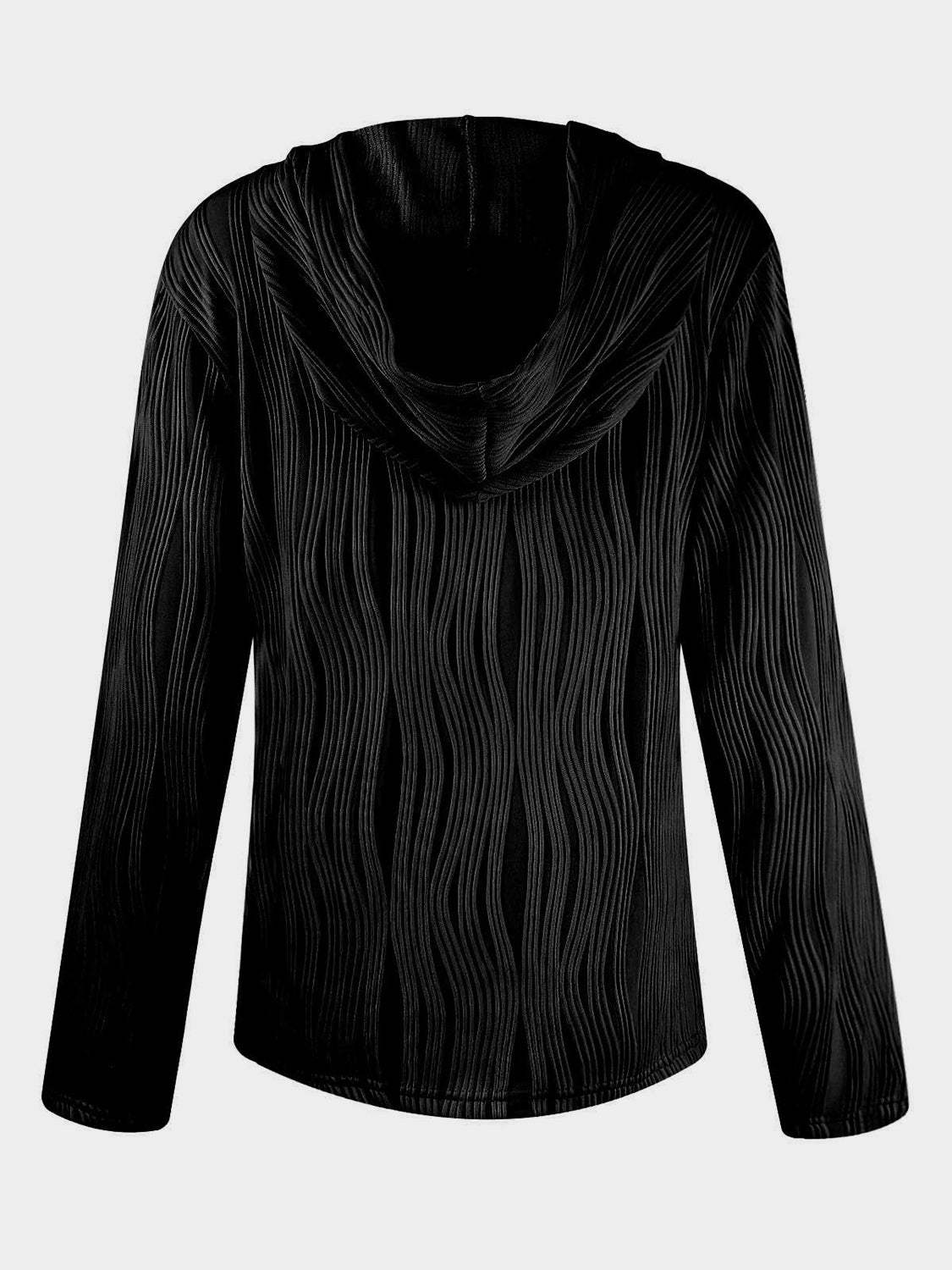 Textured Long Sleeve Hoodie - Trendsi - Flyclothing LLC