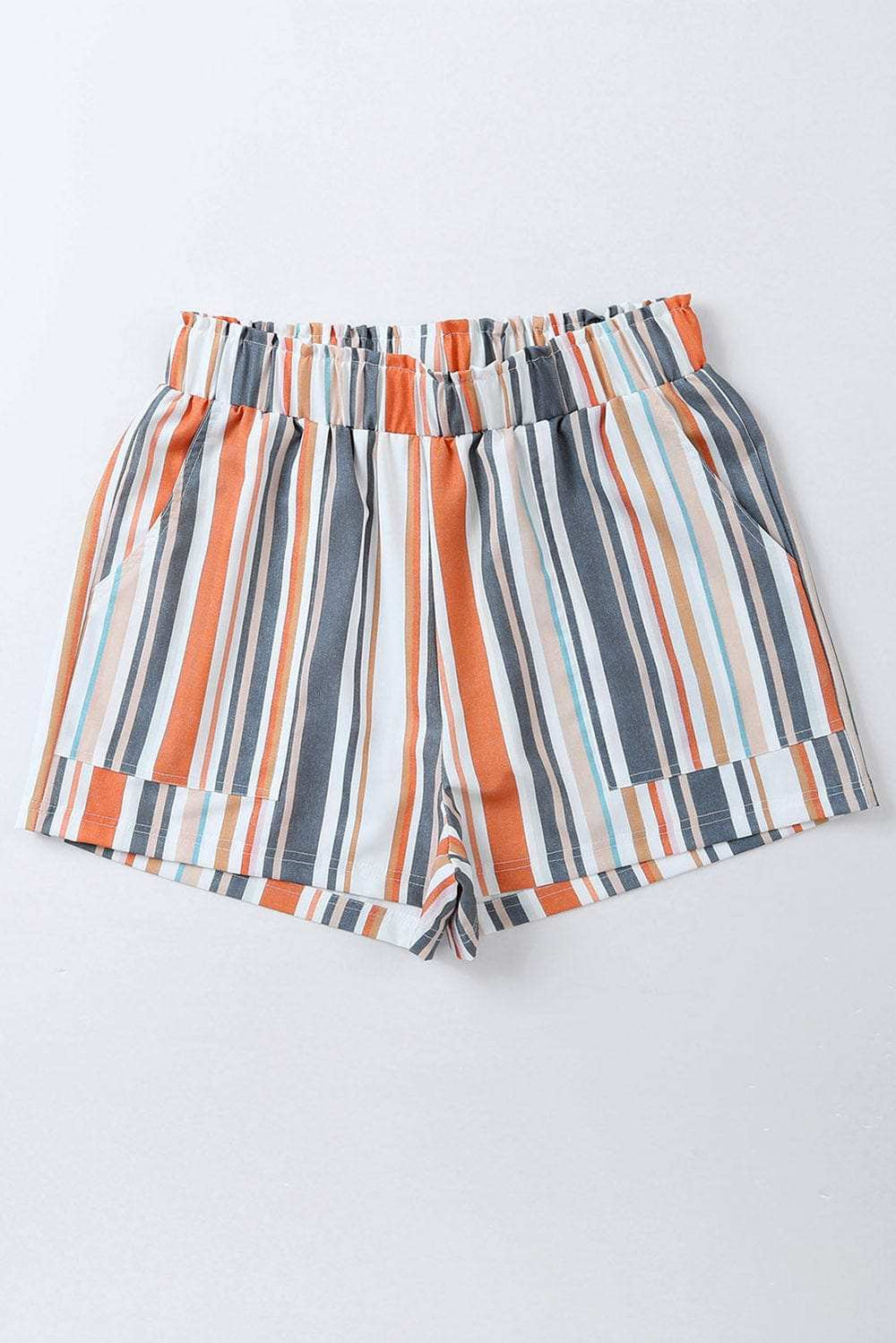 Striped Elastic Waist Shorts - Trendsi - Flyclothing LLC