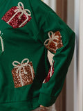 Sequin Gift Box Long Sleeve Sweatshirt - Trendsi