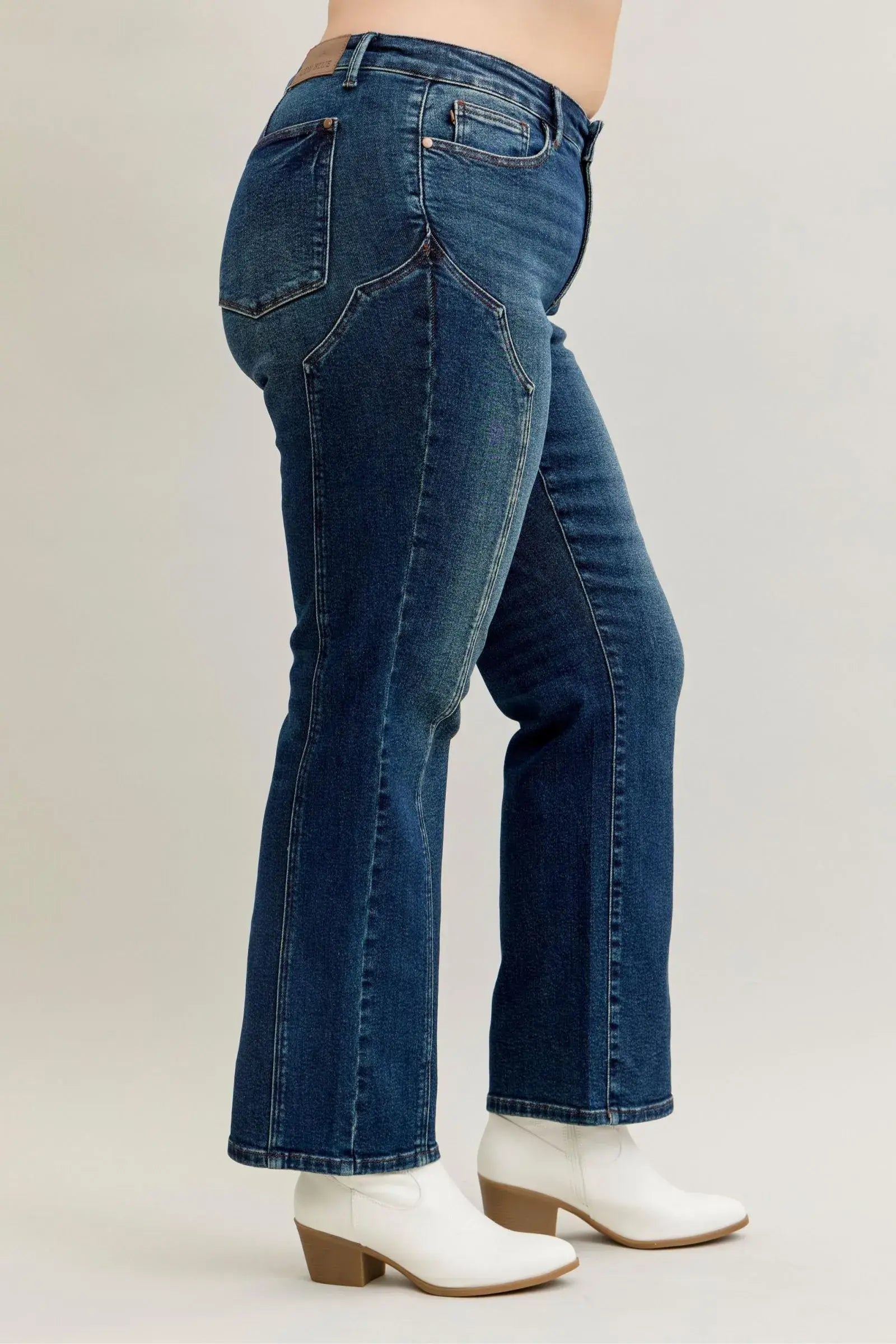 Judy Blue Full Size Seam Detail Straight Leg Jeans Plus Size - Trendsi - Flyclothing LLC