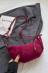 PU Leather Strap Suede Shoulder Bag - Trendsi - Flyclothing LLC