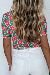 Printed Round Neck Short Sleeve T-Shirt - Trendsi - Flyclothing LLC