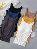 Round Neck Tank with Bra - Trendsi - Flyclothing LLC