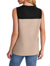 Color Block Round Neck Tank - Trendsi - Flyclothing LLC