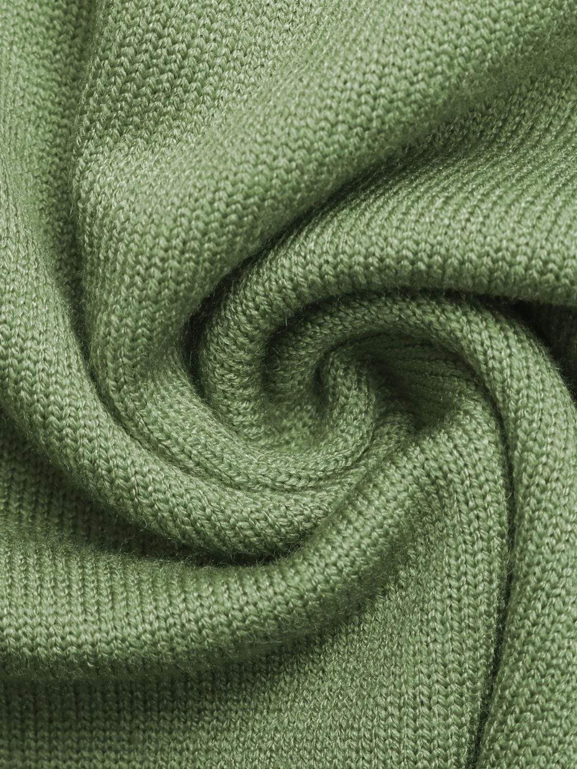 Contrast Trim Quarter Zip Long Sleeve Knit Top - Trendsi - Flyclothing LLC