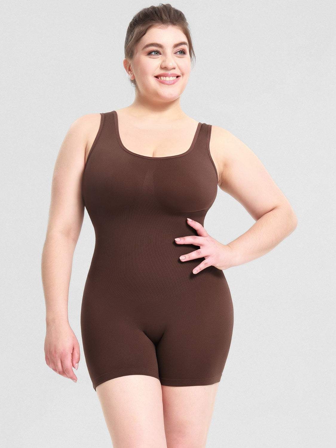 Scoop Neck Wide Strap Shaping Romper - Trendsi - Flyclothing LLC
