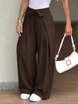 High-Waisted Wide-Leg Pinstripe Pants - Trendsi - Flyclothing LLC