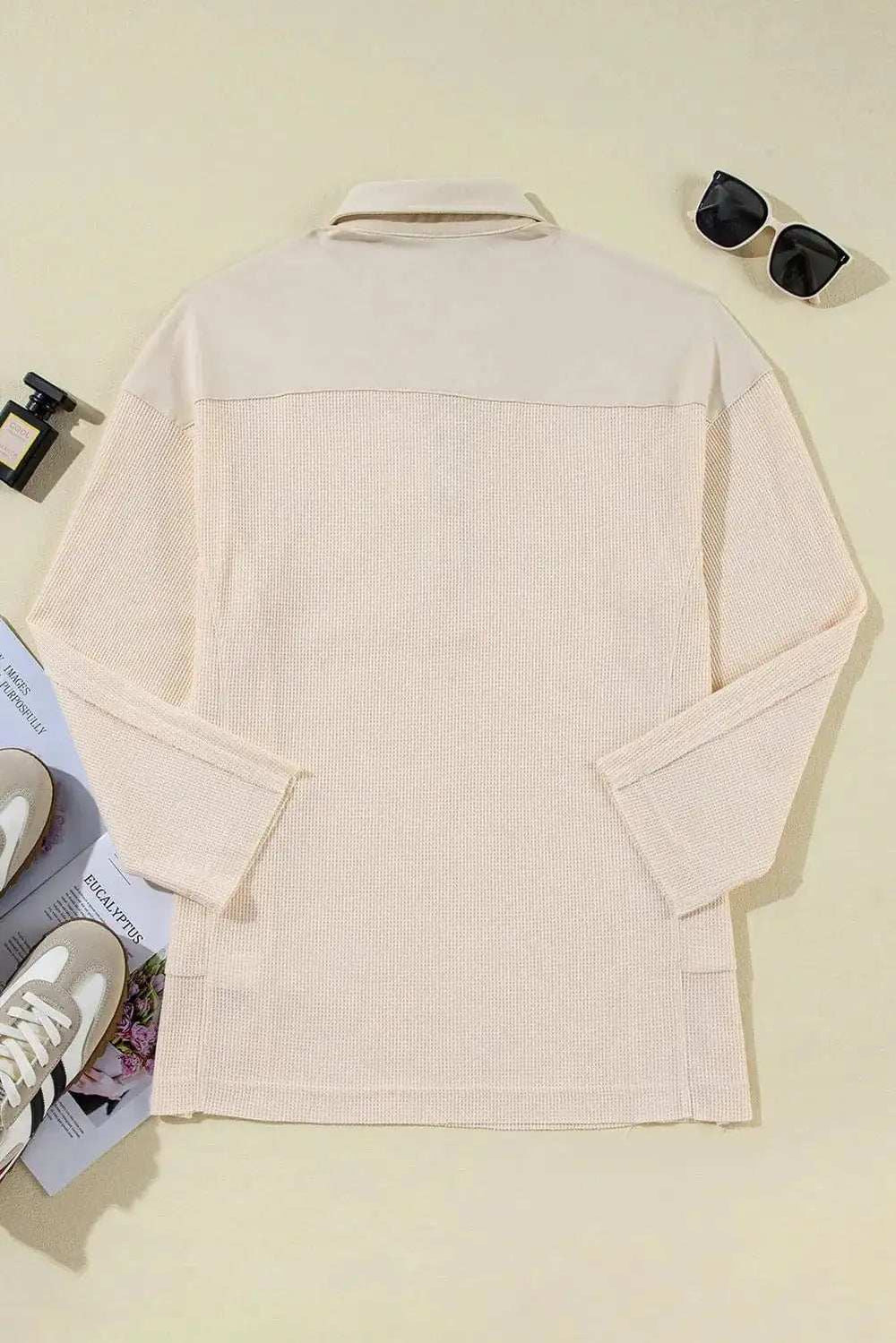 Half Button Long Sleeve Top - Trendsi - Flyclothing LLC