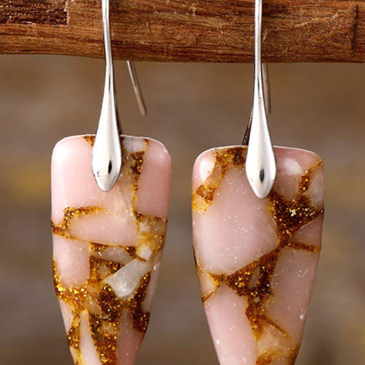 Natural Stone Geometric Shape Earrings - Trendsi - Flyclothing LLC