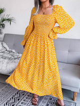 Smocked Square Neck Flounce Sleeve Dress - Trendsi - Flyclothing LLC