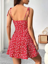 Floral Print Tie Strap Mini Dress - Trendsi - Flyclothing LLC