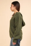 VERY J Seam Detail Drop Shoulder Hooded Sweater - Trendsi