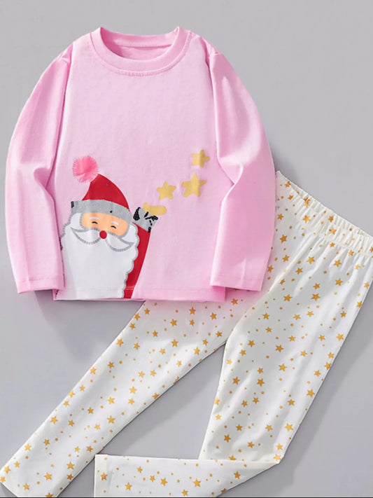 Children's Santa Top and Star Pants Pajama Set - Trendsi - Flyclothing LLC
