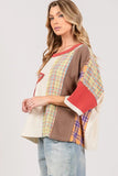 SAGE + FIG Round Neck Plaid Star Patch T-Shirt - Trendsi