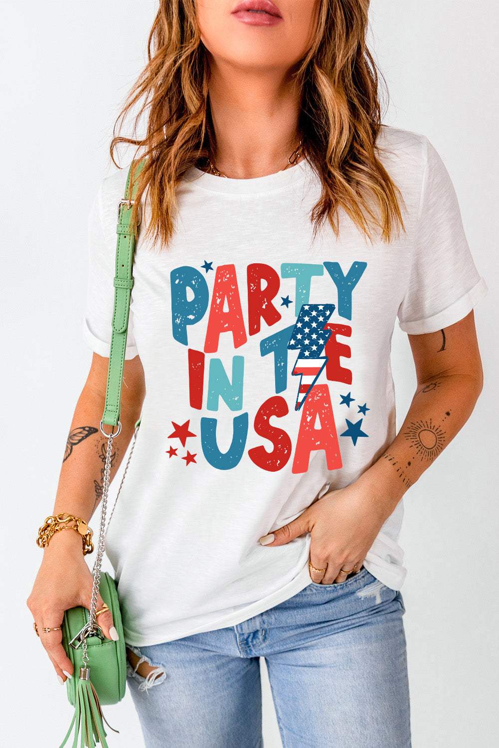 Letter Graphic Round Neck Short Sleeve T-Shirt - Trendsi - Flyclothing LLC