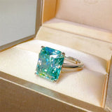 2 Carat 925 Sterling Silver Moissanite Rectangle Shape Ring - Trendsi