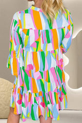 Color Block Three-Quarter Sleeve Mini Dress - Trendsi - Flyclothing LLC