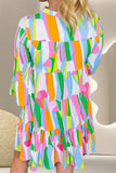 Color Block Three-Quarter Sleeve Mini Dress - Trendsi - Flyclothing LLC
