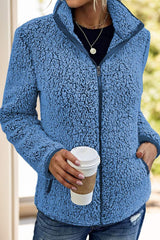 Pocketed Zip Up Turtleneck Jacket - Trendsi - Flyclothing LLC