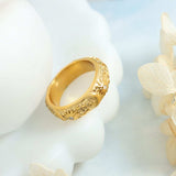 Titanium Steel Inlaid Zircon Embossed Ring - Trendsi - Flyclothing LLC