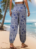Printed Elastic Waist Pants - Trendsi