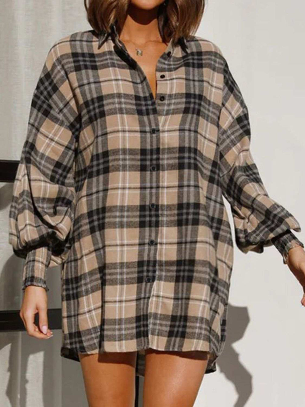 Plaid Button Up Long Sleeve Shirt - Trendsi - Flyclothing LLC