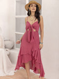 Cutout Tiered Sweetheart Neck Cami Dress - Trendsi