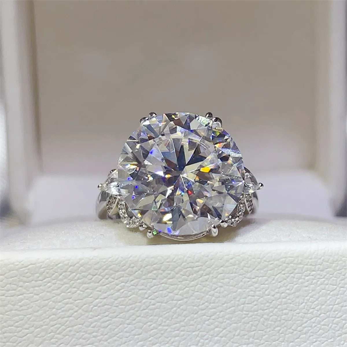 10 Carat Moissanite 925 Sterling Silver Ring - Trendsi - Flyclothing LLC