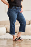 RFM Full Size Tummy Control High Waist Raw Hem Jeans - Trendsi