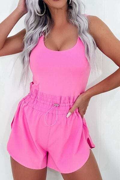 Drawstring Wide Strap Romper - Trendsi - Flyclothing LLC