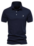 Men's Embroidered Collared Short Sleeve Polo - Trendsi - Flyclothing LLC