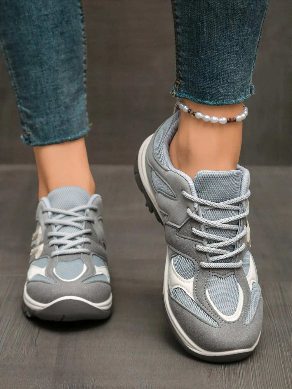 Contrast Lace Up Athletic - Trendsi - Flyclothing LLC