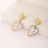 Heart-Shaped Pearl Drop Earrings - Trendsi - Flyclothing LLC