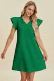Double Take Full Size Ruffled V-Neck Cap Sleeve Dress - Trendsi